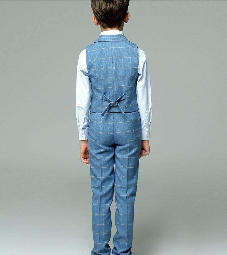 Kids Vest Shirt Pants Bowtie 4PCS Formal Suit