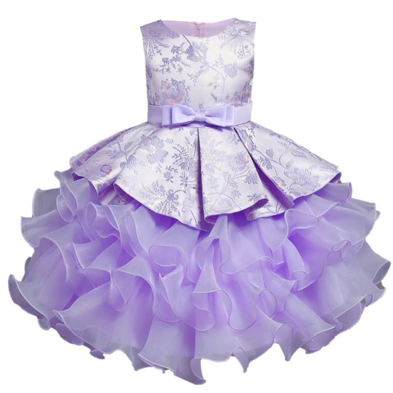Vintage Flower Bow Kids Dress