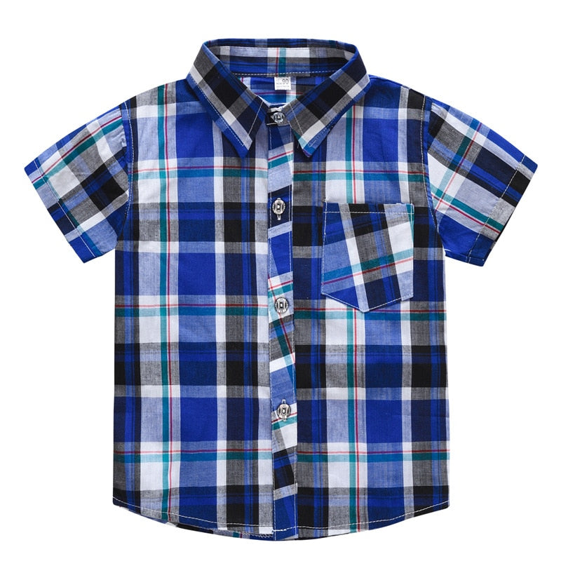Short Sleeve Classic Plaid Lapel Shirts