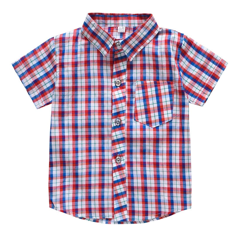 Short Sleeve Classic Plaid Lapel Shirts