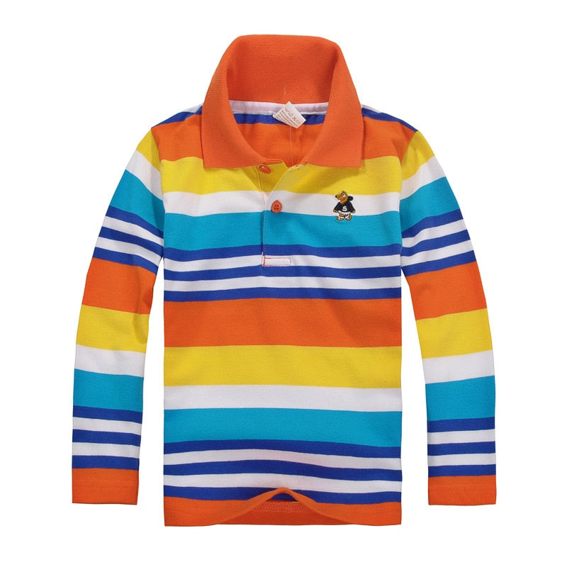 Polo Shirt Stripes  Collar Autumn Long Sleeve  Shirts