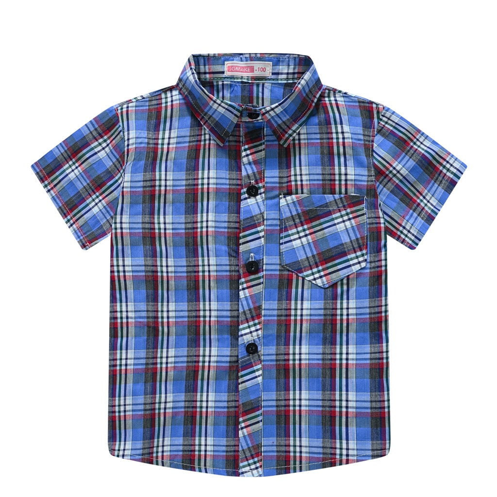 Short Sleeve Classic Plaid Lapel Shirts