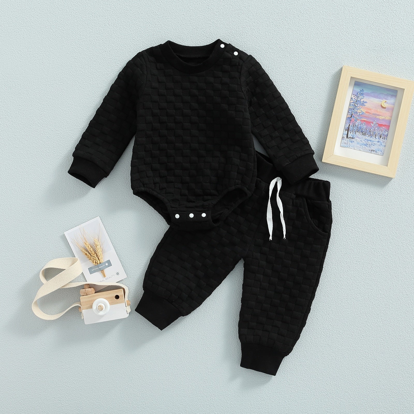 Unisex Long Sleeve Romper s 2Pcs Set