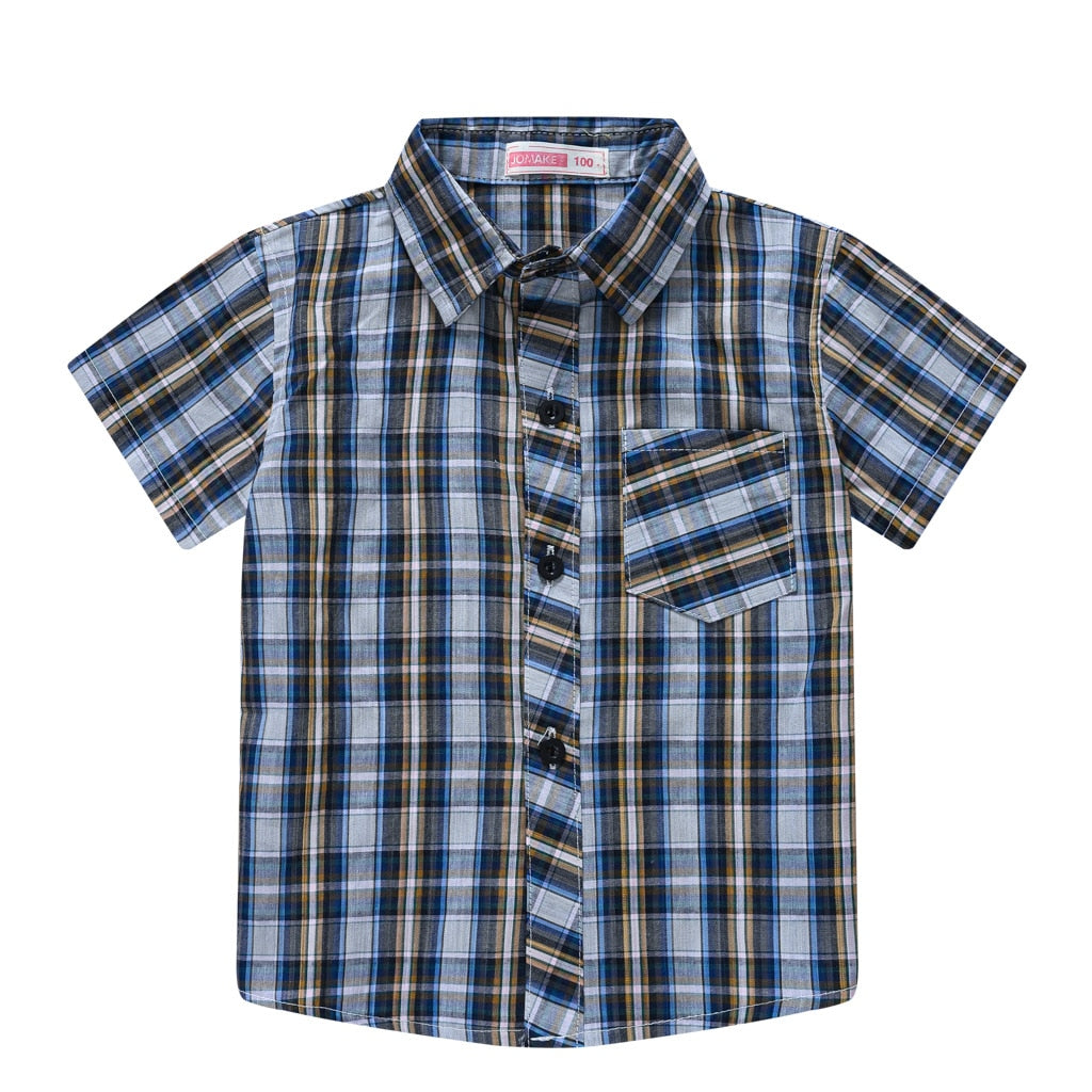 Short Sleeve Classic Plaid Lapel Shirts