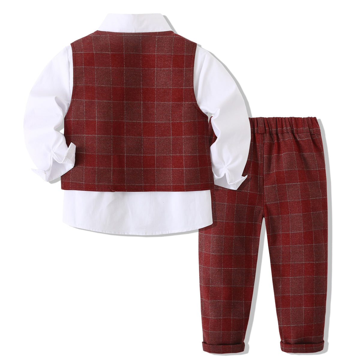 Classic White Shirt with Plaid Vest  Pants