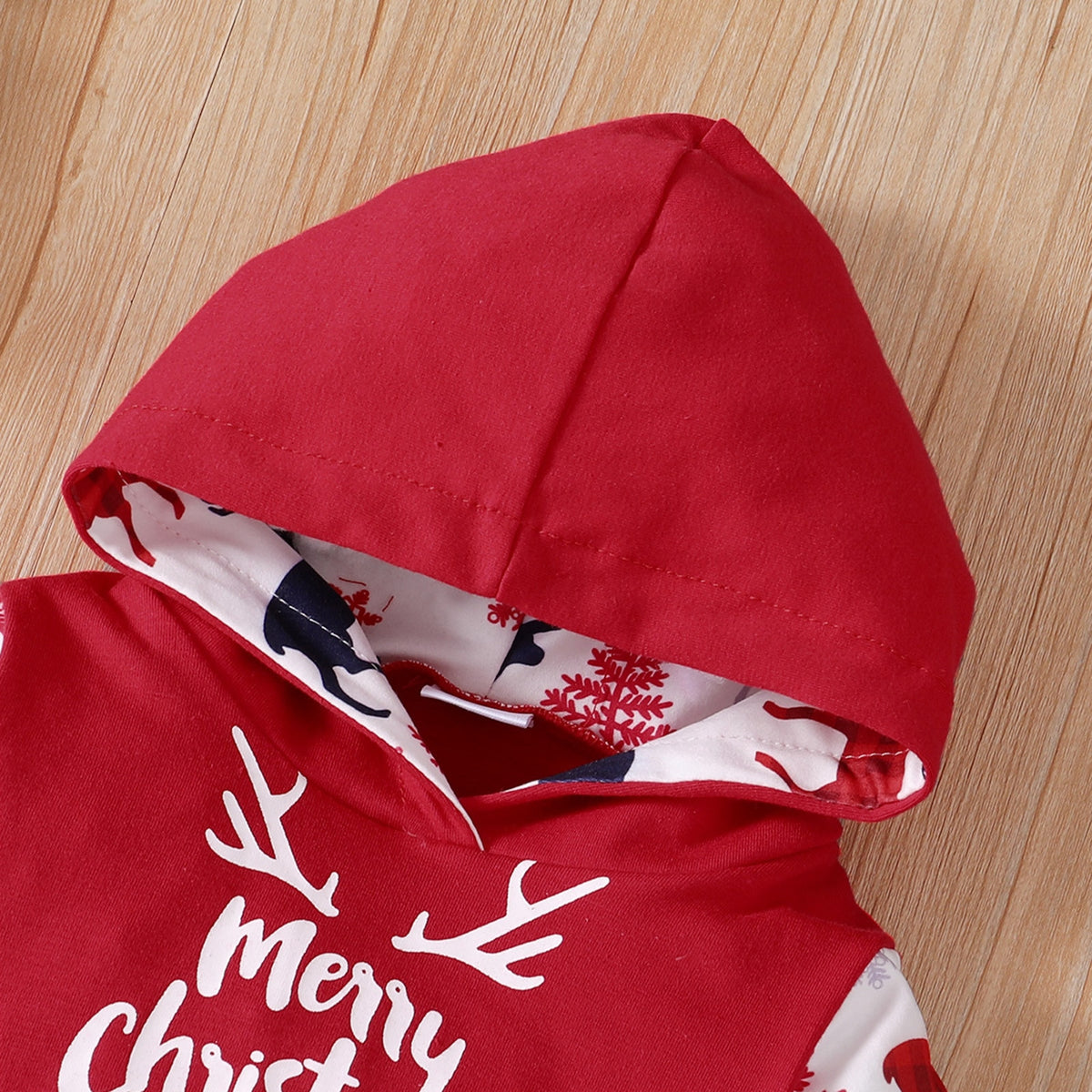 Christmas Print Hooded Pullover Tops Pants