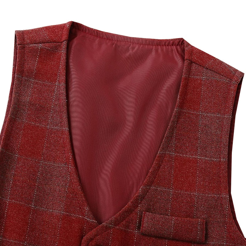 Classic White Shirt with Plaid Vest  Pants