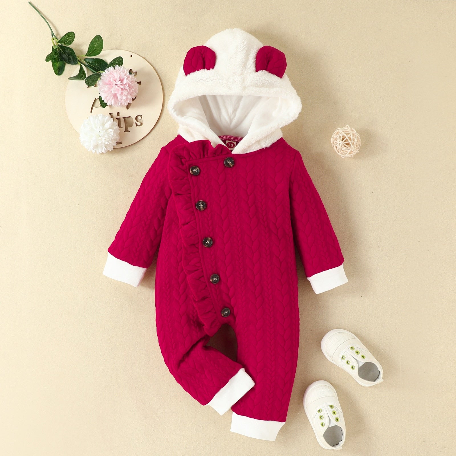 Cute Hooded thick Warm Romper