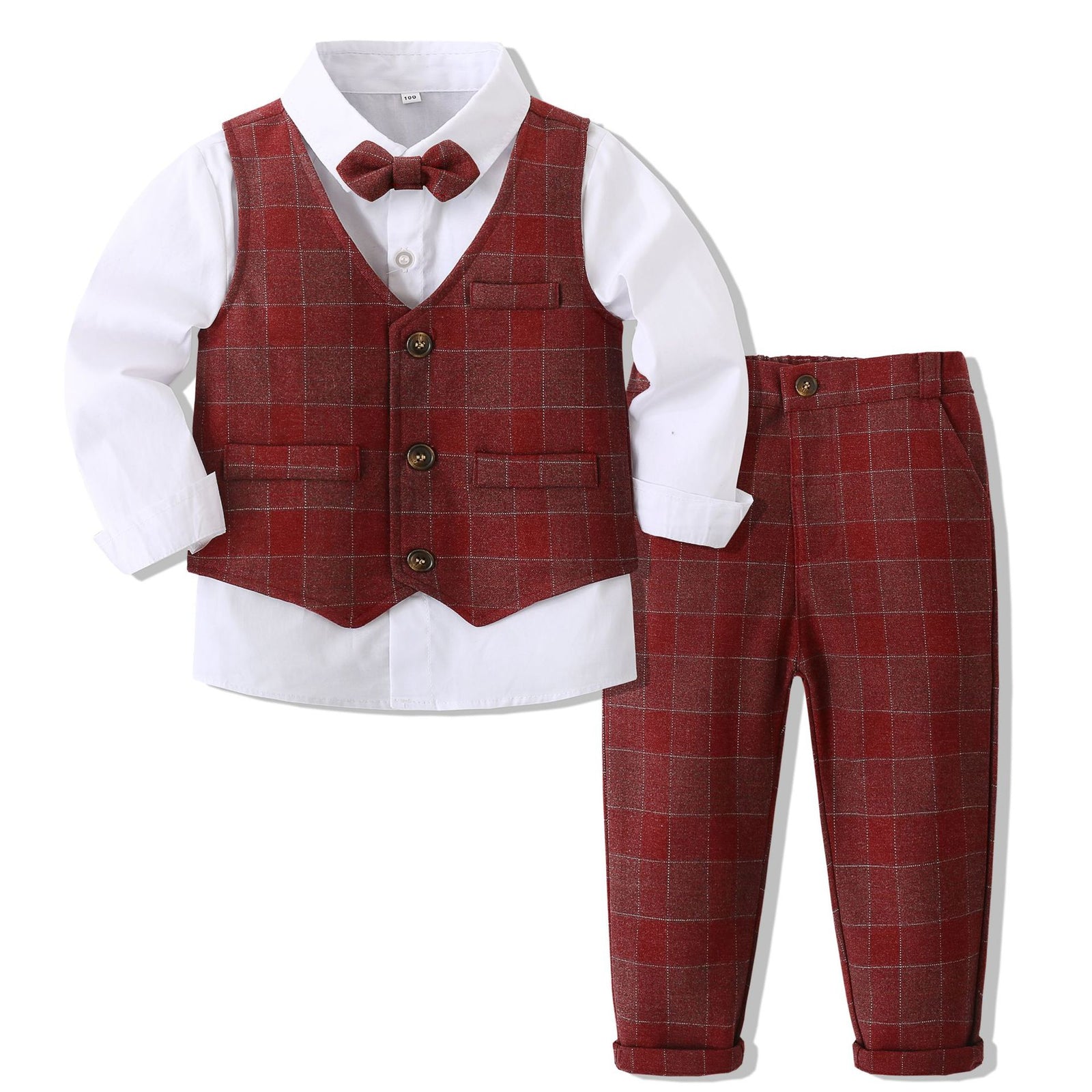Classic White Shirt with Plaid Vest  Pants